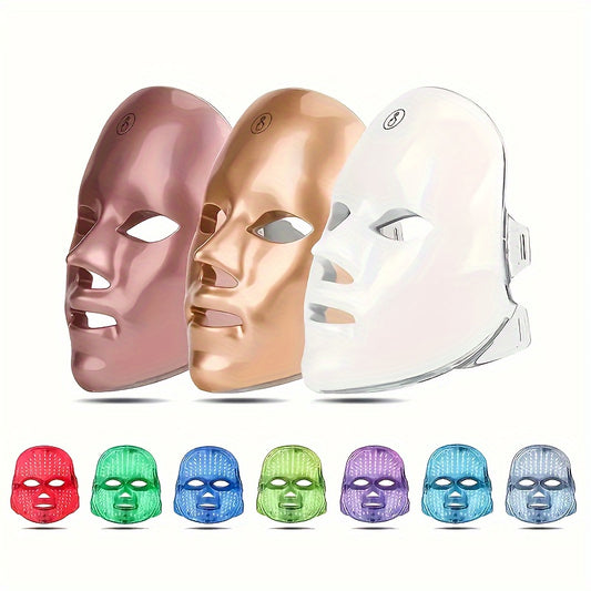 7-Color LED Face Mask - Rejuvenating Skin Care Device with USB Charging - Advanced Facial Beauty Instrument for Glowing Complexion