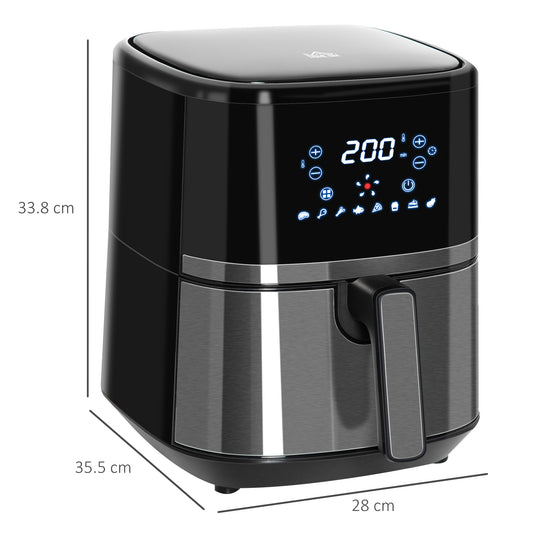 4.5L Air Fryer, 8-in-1 Digital Air Fryer Oven with Rapid Air Circulation, Temp Control & Timer, Non-stick Basket, Oil-Free Cook, 1500W, Black