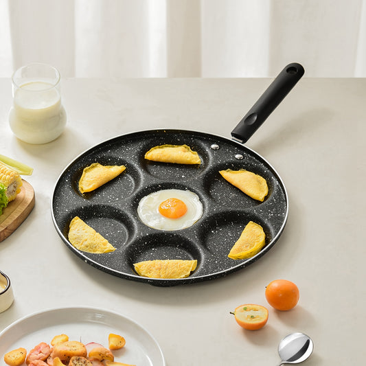 1pc Frying Pan, 7 Holes Non Stick Fried Eggs Cooking Pan Burger Mold Household Kitchen Cookware