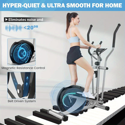 Elliptical Machine, Dripex Magnetic Elliptical Training Machines, Hyper-Quiet Fitness Cardio Elliptical Trainer w/ 6KG Flywheel, 8 Resistance Levels, Pulse Monitor, LCD Monitor, Device Mount