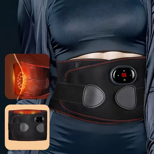 Portable Electric Waist & Abdominal Massager with Heat Relax - USB Rechargeable, Odorless Plastic, Ideal for Fitness Training & Pain Relief