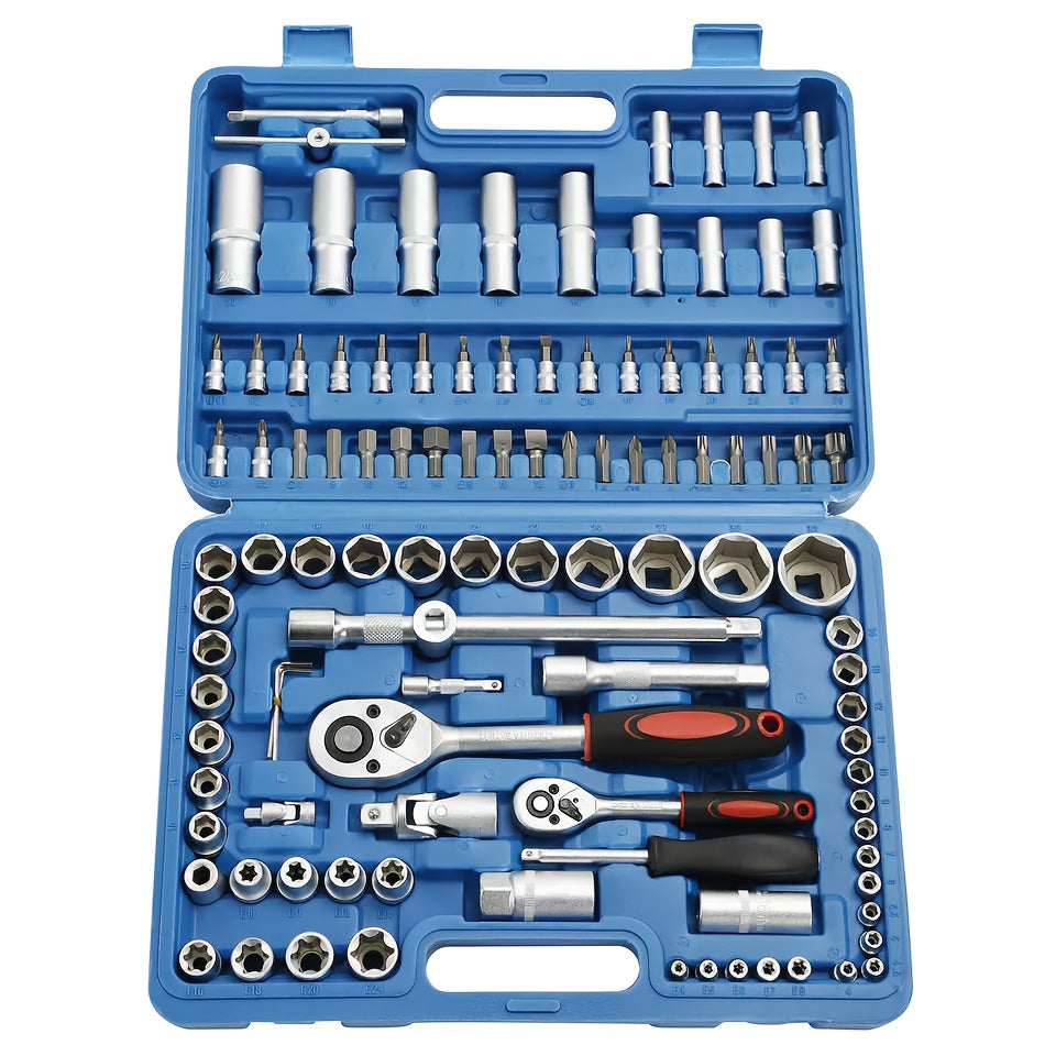 108PCS socket ratchet wrench set with ratchet torque wrench, socket and other high-end maintenance tool kit Automotive maintenance hardware for home appliance repair, car, bicycle repair, etc