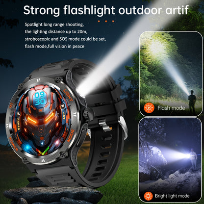 2024 Smart Watch for Men 3.89cm Smart Watch (Answer/Make Calls) with Ultra Powerful Flashlight 100+Sports Modes Fitness Tracker,500mAh Extra-Long Battery, Compass,Waterproof Rugged Smartwatch for Android Smart Watch for iPhone,Dafit