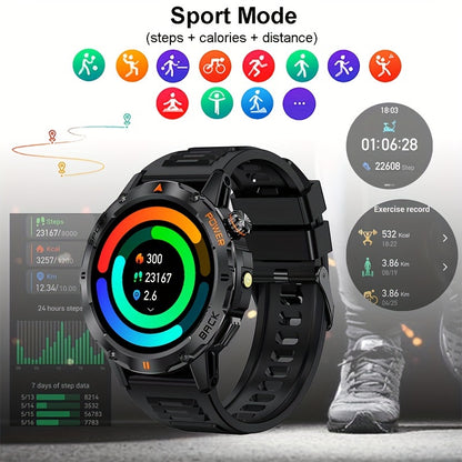 Coiusor Smartwatch for Men, Outdoor Adventure, Waterproof IP67, Step Counter, Wireless 5.0, Flashlight, Charging, Battery 400Mah, Polymer Lithium, Ideal Gift for Lifestyle Activities