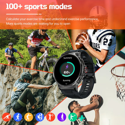 RELEXFIT Men's Smartwatch - 4.7cm Full Touch Screen, Call & Text Alerts, Wireless Connectivity, 100+ Sports Modes, Calorie Tracker, for Android & for iPhone