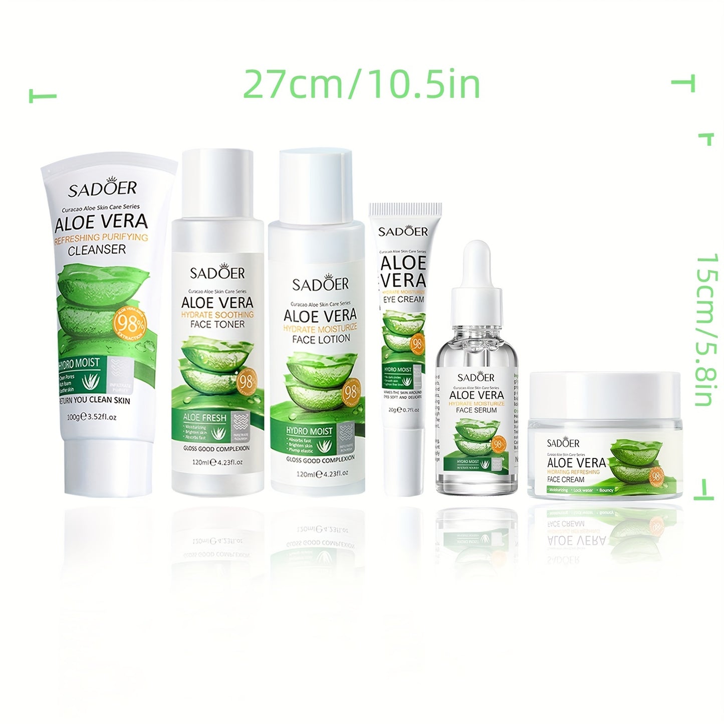 Aloe Vera Daily Skin Care Set Daily Moisturizing & Nourishing Skin Care Set, Aloe Vera Six-piece Set With Cleanser, Toner, Eye Cream, Serum, Lotion, Cream For Valentine's Day And Festival Gift