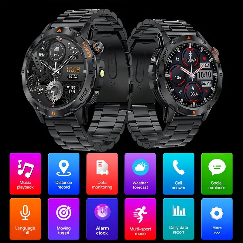 Coiusor Smartwatch for Men, Outdoor Adventure, Waterproof IP67, Step Counter, Wireless 5.0, Flashlight, Charging, Battery 400Mah, Polymer Lithium, Ideal Gift for Lifestyle Activities