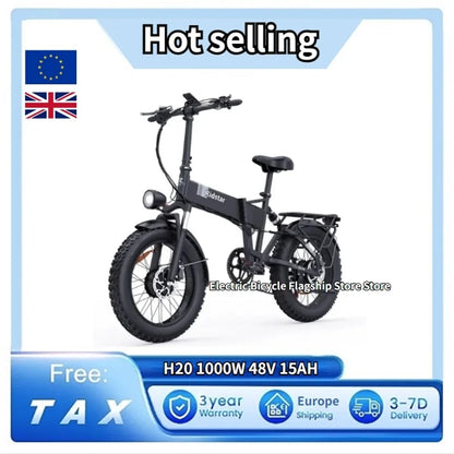 Ridstar H20 road electric bike 1000W off-road road electric bike 48V15AH folding electric bike mountain electric bike fat tire