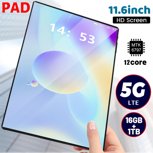 2024 New 5G Tablet 11.6 inch Android 13.0 Phablet MTK6797 16GB RAM 1TB ROM Tablet PC Dual Cameras Dual sim card Wifi  Type-c