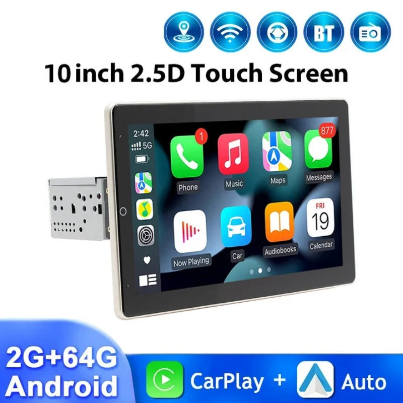 10" 1Din Android Car Radio 2+64G | Carplay, Android Auto, GPS | WIFI & Multimedia Navigation System