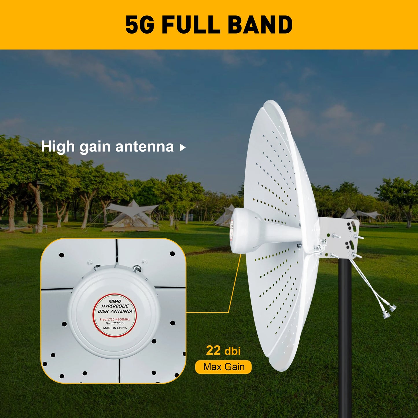 SUNCOMM Q26 Powerful Outdoor Strong Signal Antenna High Gain 22dBi 1710-4200MHz Hyperbolic Wireless Communication Multiband