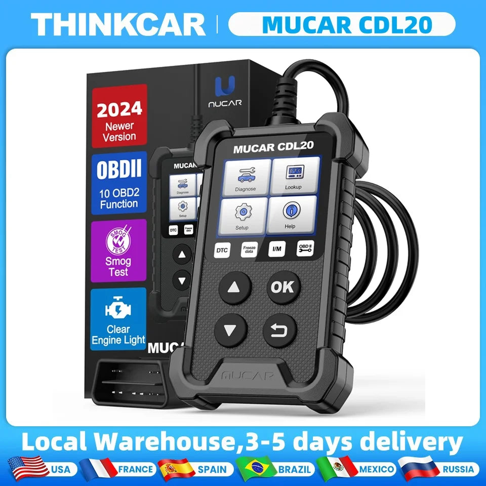 MUCAR CDL20 2024 OBD2 Scanner Full System Scan Tool Check Engine Light Diagnostic Tools Smog Test Automotive Code Reader