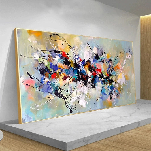 Modern Abstract Art Canvas Posters Colorful Block Oil Painting Print Wall Pictures For Living Room Home Decor Mural Frameless