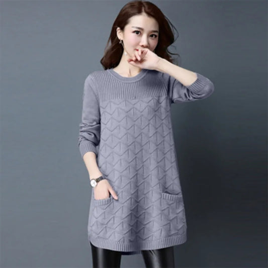 2023 New Korean Women's Autumn Long Long-sleeved Sweater Tops Female winter Loose Bottoming Shirt O-neck Pullover Sweaters Lady