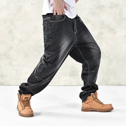 46 Plus Size 2021 Summer High Quality Chic Men's Baggy Male Casual Denim Straight Pants Fashion Jeans Loose Trousers Streetwear