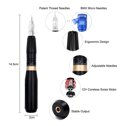 Permanent Makeup Machine Rotary Pen with Needle for Microblading Eyebrow Lip Tatoo Pen Kit Permanent Makeup Machine