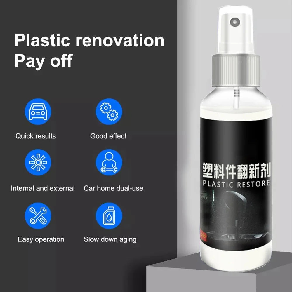 30ML Car Renovation Automotive Plastic Refurbishment Agent Interior Update Repair and Maintenance Spray Car Light Cleaner