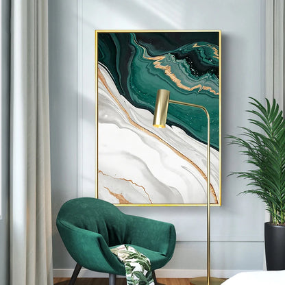 Bedroom s And Prints Wall Home Decor Modern Abstract Gold foil lines Green Canvas Art Paintings For Living Room