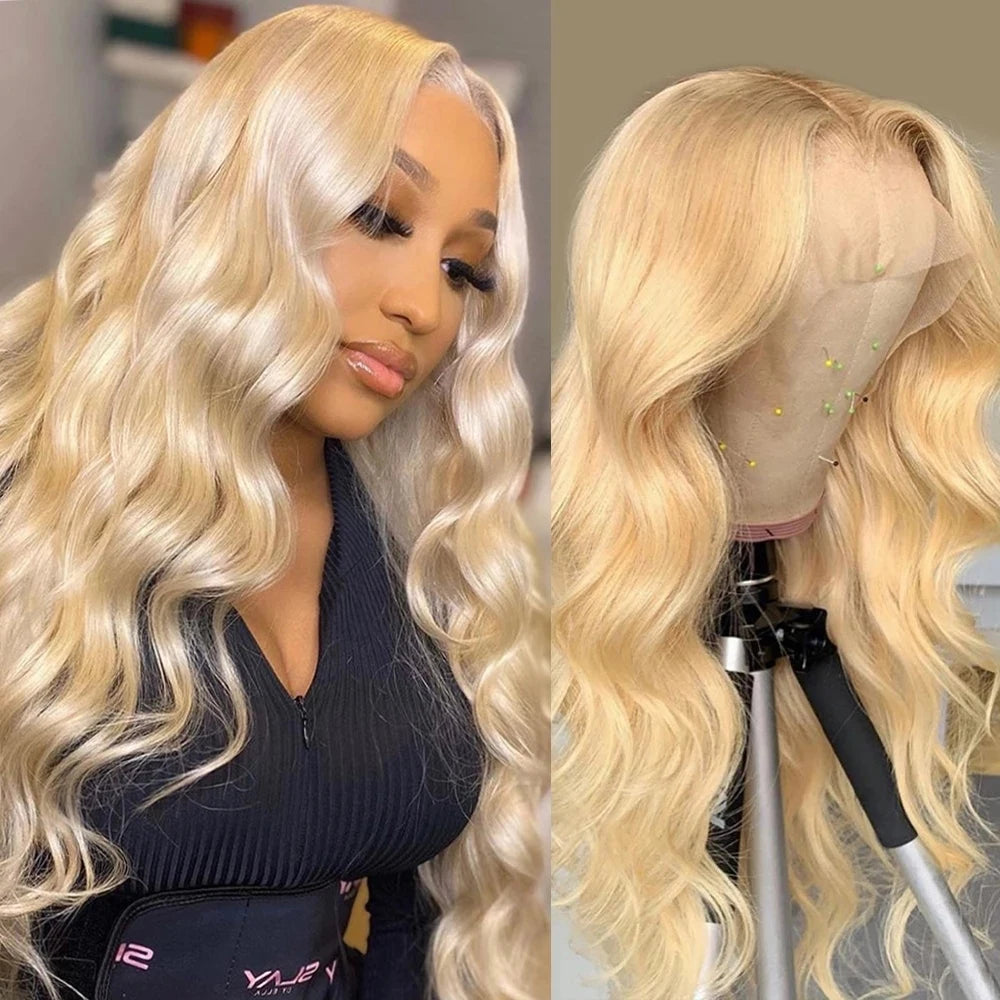 5x5 Silk Base Closure Wig Light Blonde Human Hair Wig Body Wave Virgin European Remy Hair Skin Top Lace Front Wig with Baby Hair