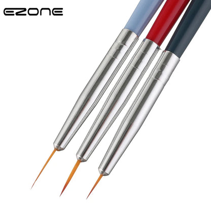 EZONE 3PCS Paint Brush Fine Hook Line Pen Different Size Nail Art Line Drawing Pen Oil Watercolor Painting School Office Supply