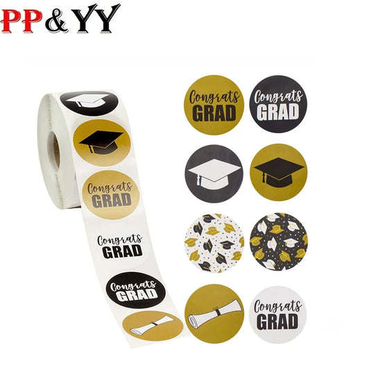 100-500pcs Graduation Stickers for Featuring Graduation Caps and Diplomas Seal Labels Party Favors student stationery sticker