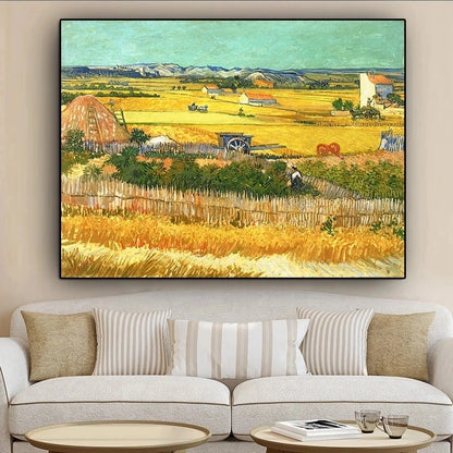 Harvest At La Crau By Van Gogh Landscape Canvas Painting Posters and Prints Wall Art Picture for Living Room Home Decor Cuadros