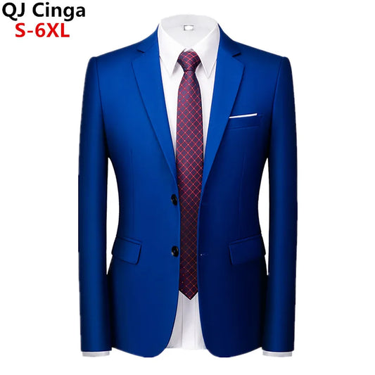 Royal Blue Men's Suit Jacket Spring and Autumn New Business Formal Coat Men Slim Blazer Black Red Grey Purple Costume Homme 6XL