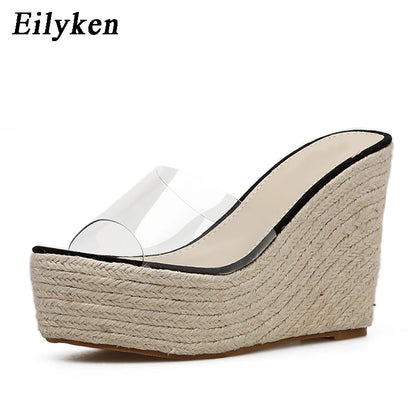 Eilyken Summer Fashion PVC Jelly Wedges Platform Women's Slippers Sandals Casual Shoes Size 34-40