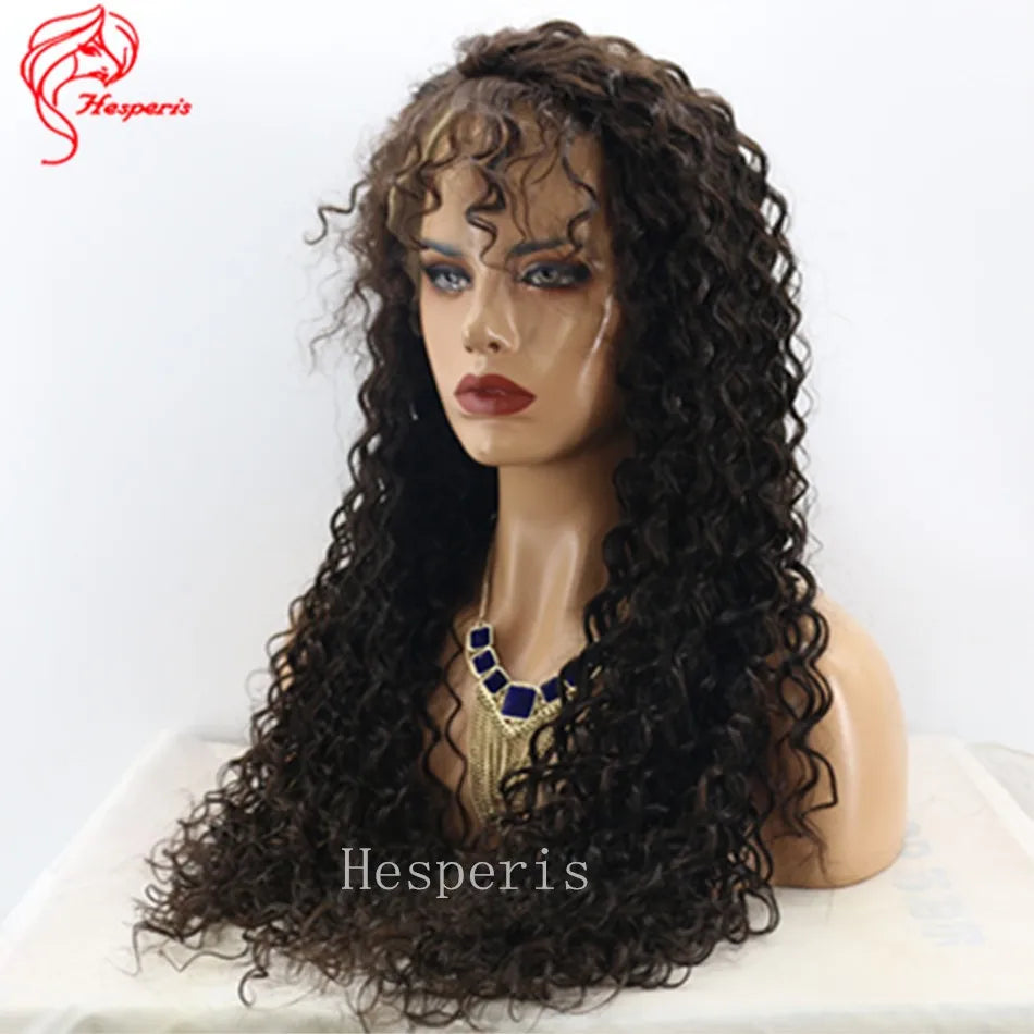 Hesperis Deep Curly Lace Front Human Hair Wigs Pre Plucked Brazilian Remy Curl Wig Pu Silk Base Lace Closure Wig  For Women