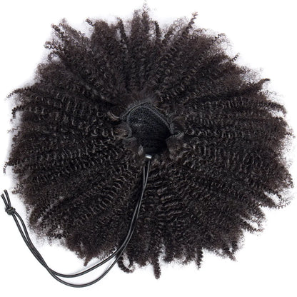 Alibele Afro Kinky Curly Drawstring Ponytail Human Hair Extensions Mongolian 4B 4C Remy 10-28 inch Clips In Wrap Around Ponytail