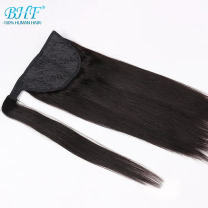 BHF Ponytail Human Hair Remy Straight European Ponytail Hairstyles 100g 100% Natural Hair Horse Tail Clip in Extensions