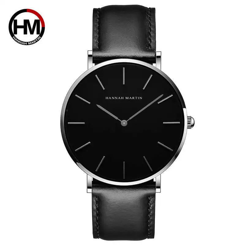 Hannah Martin Ultra-thin Mens Watch Japanese Movement Automatic Quartz clock Top Super Quality Men Wristwatch Waterproof FD1818