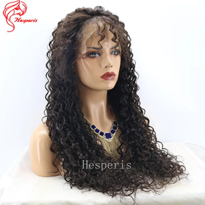 Hesperis Deep Curly Lace Front Human Hair Wigs Pre Plucked Brazilian Remy Curl Wig Pu Silk Base Lace Closure Wig  For Women