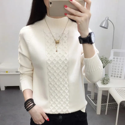 Half Turtleneck Sweater Women Jumper 2020 Autum Winter Basic Warm Clothes Female Pull Femme Knitted Cotton Pullover Sweater