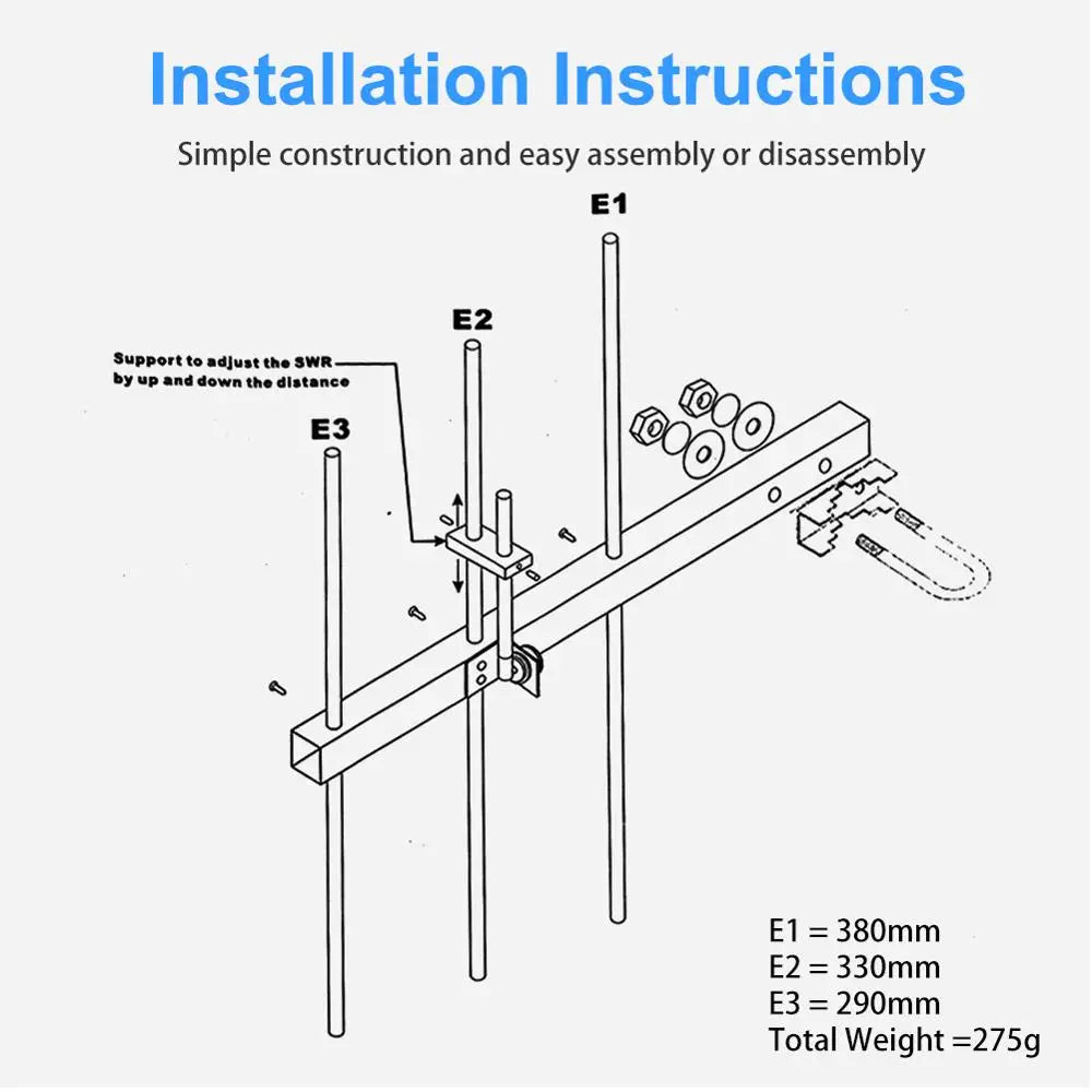 Yagi Antenna UHF430-450MHz High Gain 7DBd SO239 Connector Yagi Gamma Antenna fit for TYT MD398 Baofeng BF-888S UHF walkie talkie