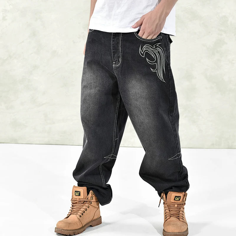 46 Plus Size 2021 Summer High Quality Chic Men's Baggy Male Casual Denim Straight Pants Fashion Jeans Loose Trousers Streetwear