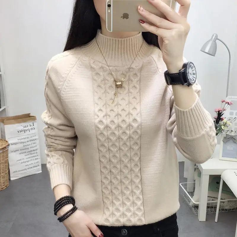 Half Turtleneck Sweater Women Jumper 2020 Autum Winter Basic Warm Clothes Female Pull Femme Knitted Cotton Pullover Sweater