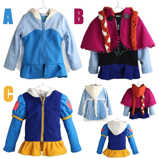 Girls Spring Autumn Outwear Princess Cosplay Elsa Anna Child Winter Sweatshirts Casual clothing Kids Hoodies Girls Coat Clothes