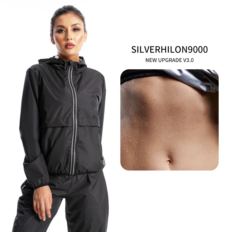 New Sauna Suit Women Gym Clothing Sets for Sweating Weight Loss Female Sports Active Wear Slimming Full Body Tracksuit Fitness