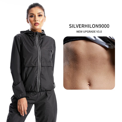 New Sauna Suit Women Gym Clothing Sets for Sweating Weight Loss Female Sports Active Wear Slimming Full Body Tracksuit Fitness