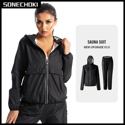 New Sauna Suit Women Gym Clothing Sets for Sweating Weight Loss Female Sports Active Wear Slimming Full Body Tracksuit Fitness