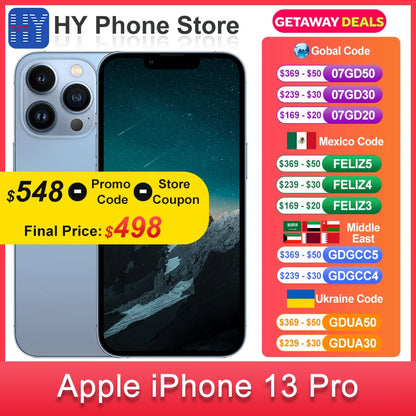 Apple iPhone 13 pro 128GB/256GB ROM Unlocked 5G A15 Bionic Chip With Face ID 6.1" 2532 x 1170 OLED Screen 12MP Camera