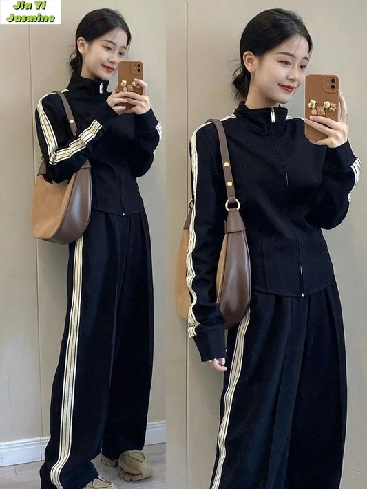 2024 Autumn Student Korean Edition Loose and Slim Fashion Internet Celebrity Casual Sports Wear 2-piece Set