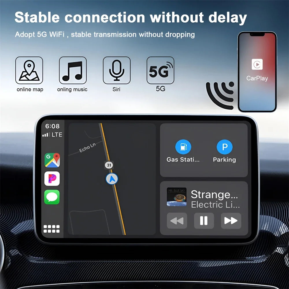 Wireless CarPlay Adapter/Dongle for Factory Wired CarPlay Cars Converts Wired to Wireless Easy to Use for iPhone Plug and Play