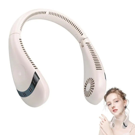 Optimize product title: Portable Electric Neck Fan 5000mAh - Rechargeable Neckband Fan with 3 Speeds for Cooling and Air Circulation