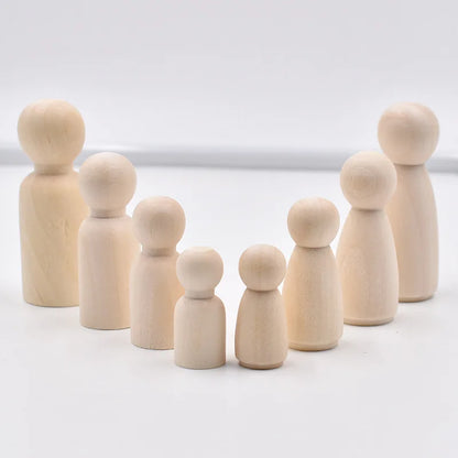 5Pcs Unfinished Wood Peg Dolls Bodies Women Men Wooden Peg Dolls Great for Arts and Crafts Home Nursery Decoration35/43/55/65mm