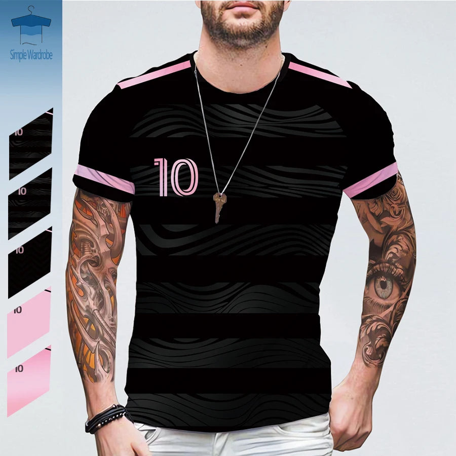 2023 Football Fans 10 Number Featured T-shirt DIY Oversized Short Sleeve Digital 3D Print Unisex Casual Sportswear Summer Tops