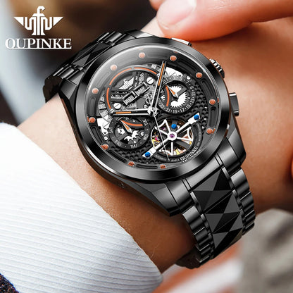 OUPINKE Multi-level Design Automatic Watch for Men Swiss TOP Brand Sapphire Mirror Tungsten steel Waterproof Men's Watch Luxury