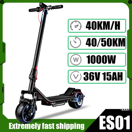 EU Stock Electric Scooter 1000W 15Ah Max Speed 37km/h Mileage 40km 9 Inch Blast Proof Pneumatic Tyres Mechanical Brakes