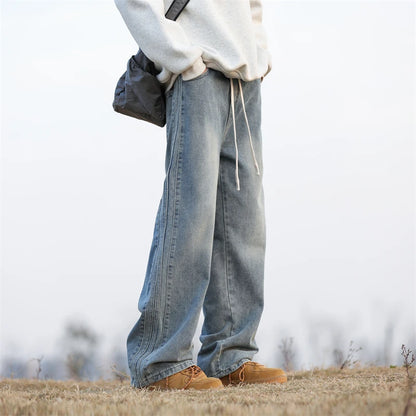 Baggy Jeans Korean Popular Clothes Wide Pants Man American Vintage Cargo Pants Men Loose Trousers New Rock Leg Men's Clothing